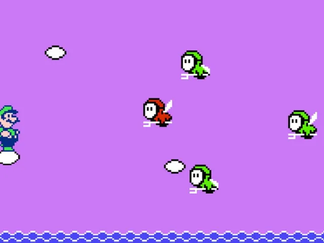 Luigi Floating on an Egg Over the Sea